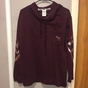 PINK sweatshirt- maroon, gold lettering